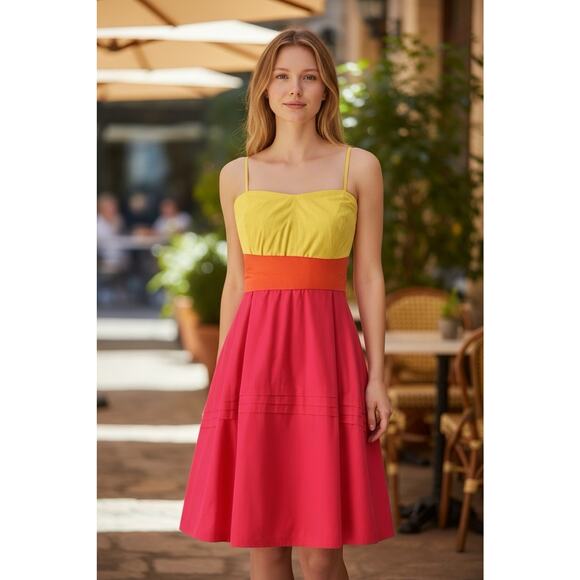 Maeve for Anthropologie Parading Hues Color Block Strapless Dress. Size 4 - Picture 2 of 10